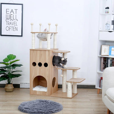 Playhouse Cat Tree With Hammock Cat Furniture KittyNook Cat Company Play House Cat Tree With Hammock